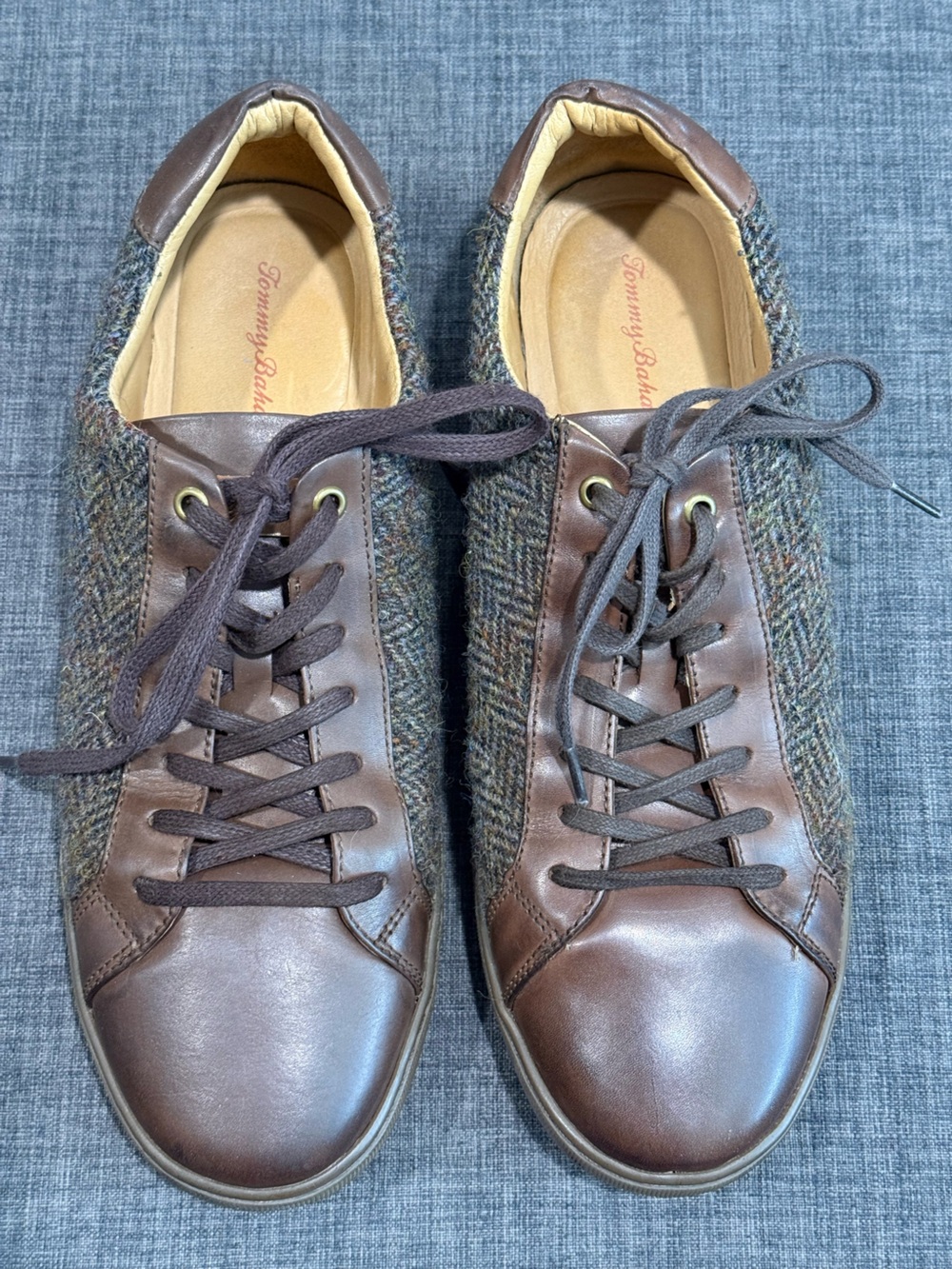 SALE! Tommy Bahama Brown Leather & Tweed Low-Top Sneaker